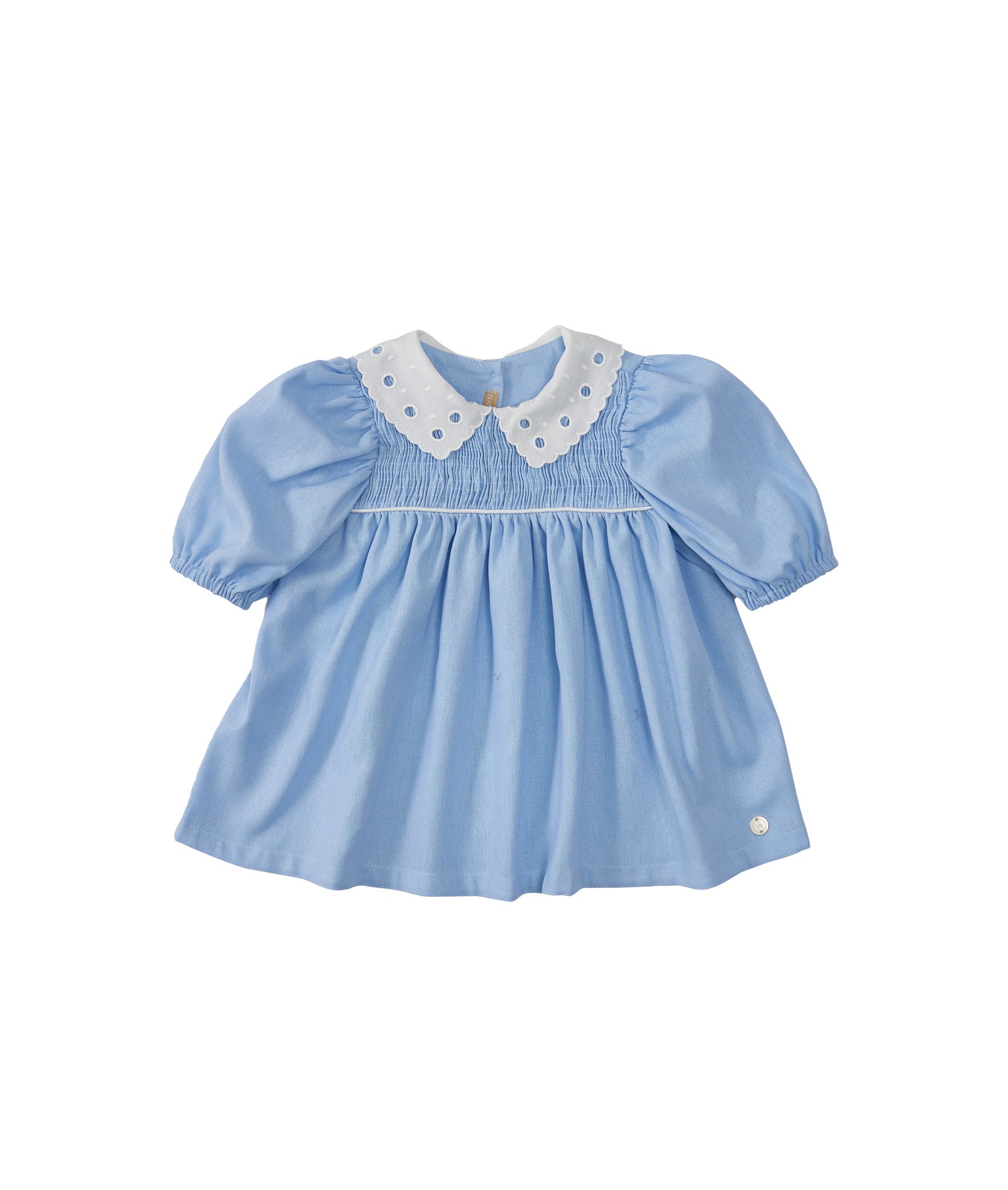 Vestido Alice com gola bordada em Rechilieu, amarelo, leve e elegante. Ideal para bebês e meninas de 3 meses a 8 anos.