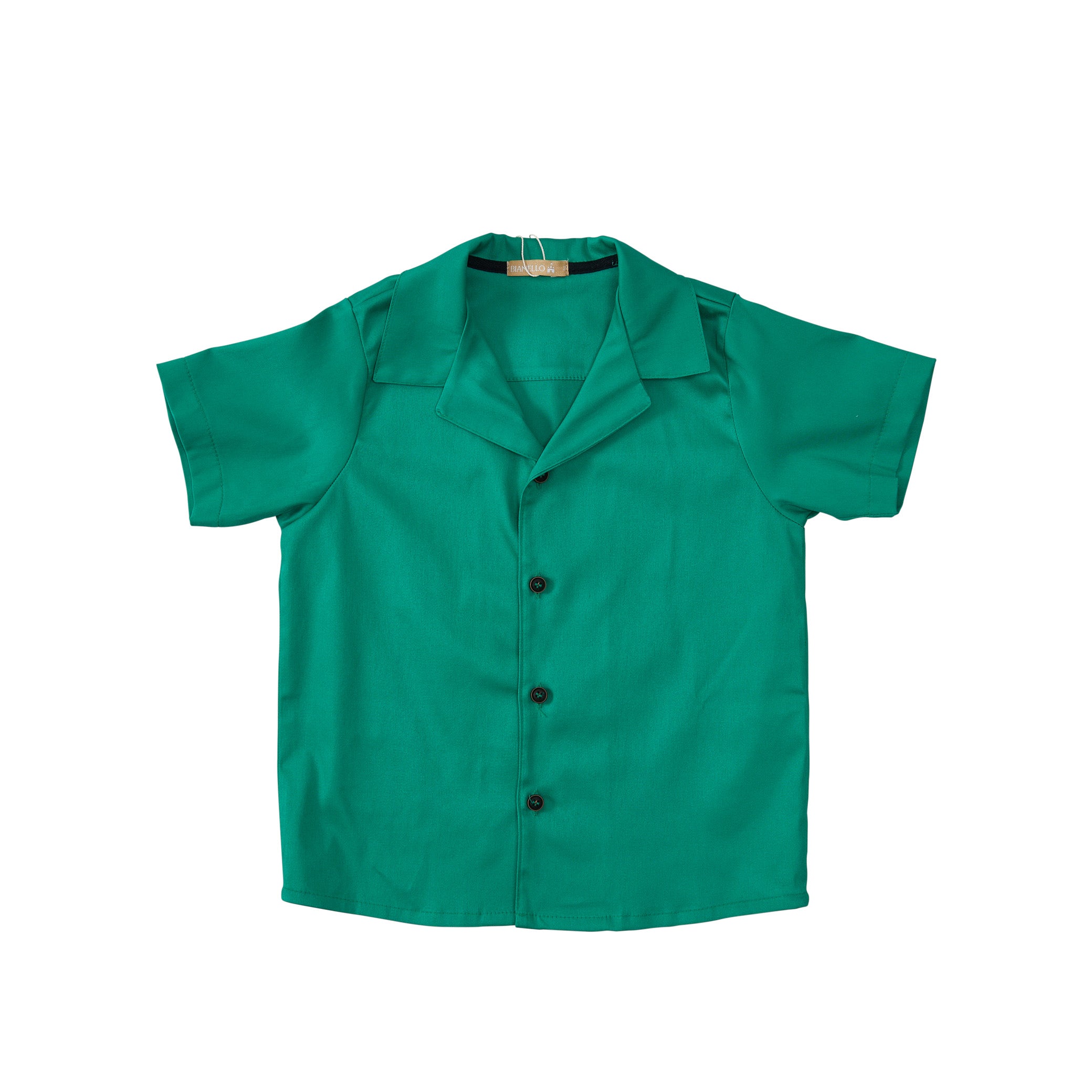 Camisa Gabriel infantil masculina em sarja e malha, com botões frontais e modelagem tradicional.

