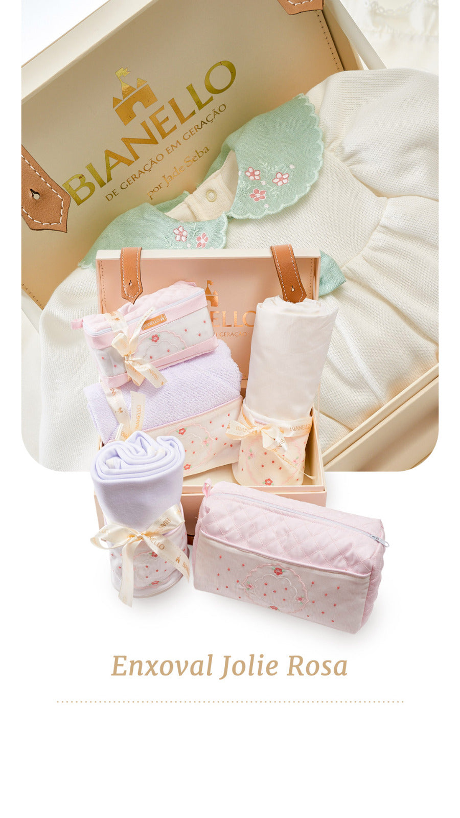 Kit para bebê com manta, toalha capuz, lençol e fronha, necessaire e frasqueira em fustão com fralda e toalhinha. Presente funcional e delicado.

