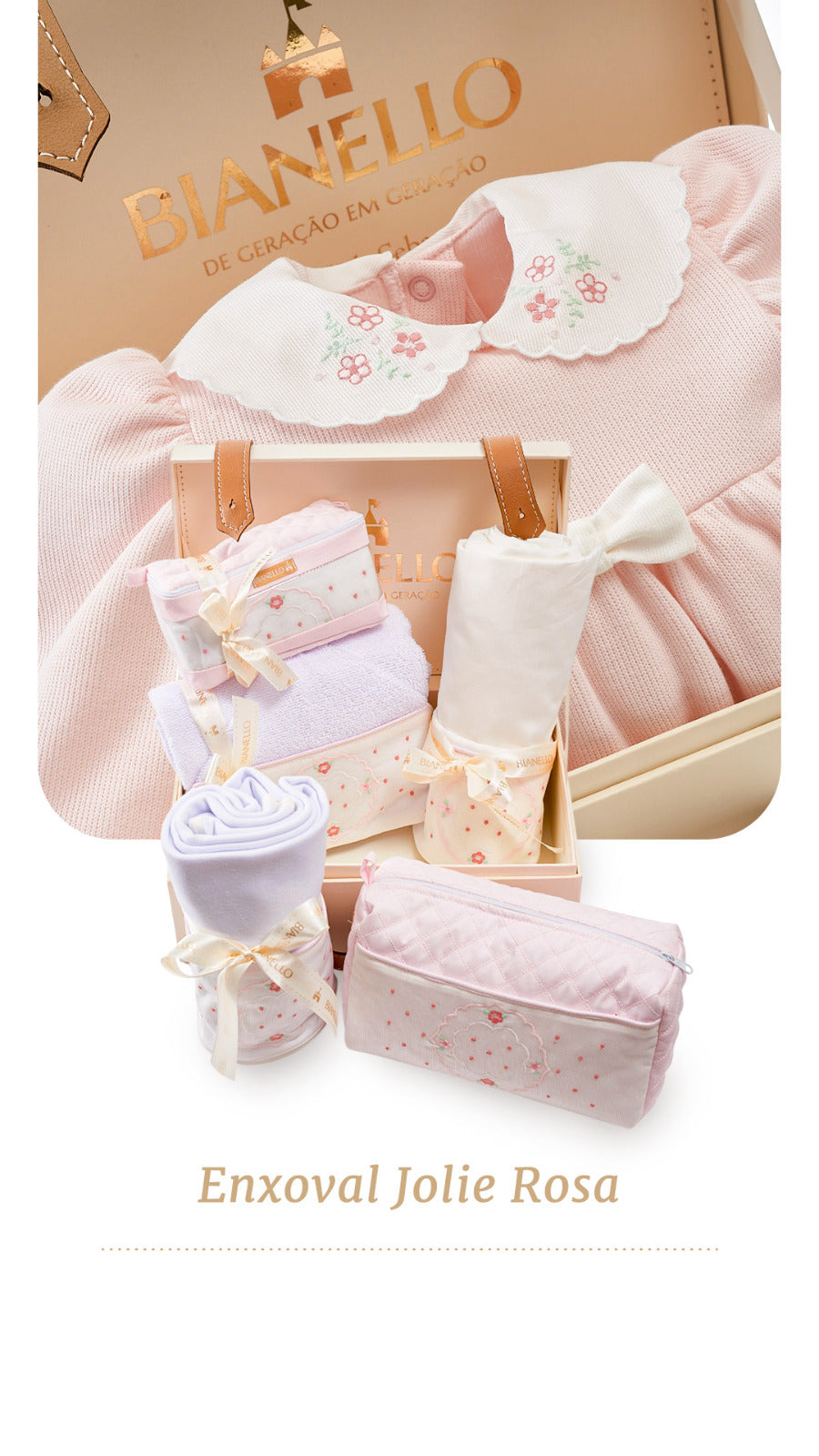 Kit para bebê com manta, toalha capuz, lençol e fronha, necessaire e frasqueira em fustão com fralda e toalhinha. Presente funcional e delicado.

