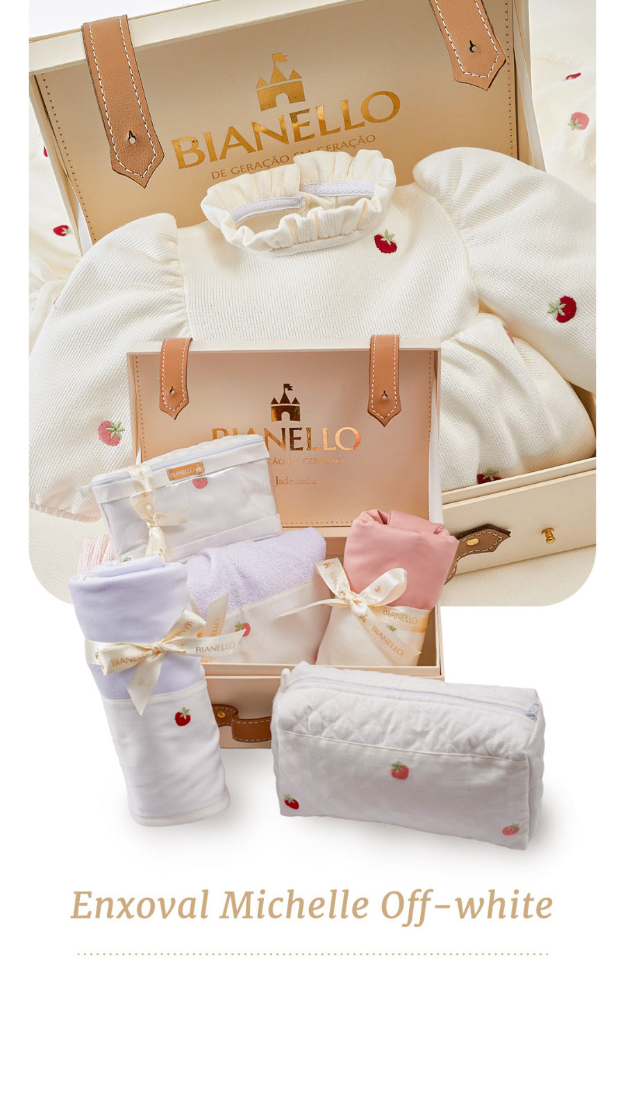 Kit presente para bebê com manta, lençol, fronha, toalha capuz, frasqueira com fralda e toalhinha. Itens macios e essenciais para o dia a dia.

