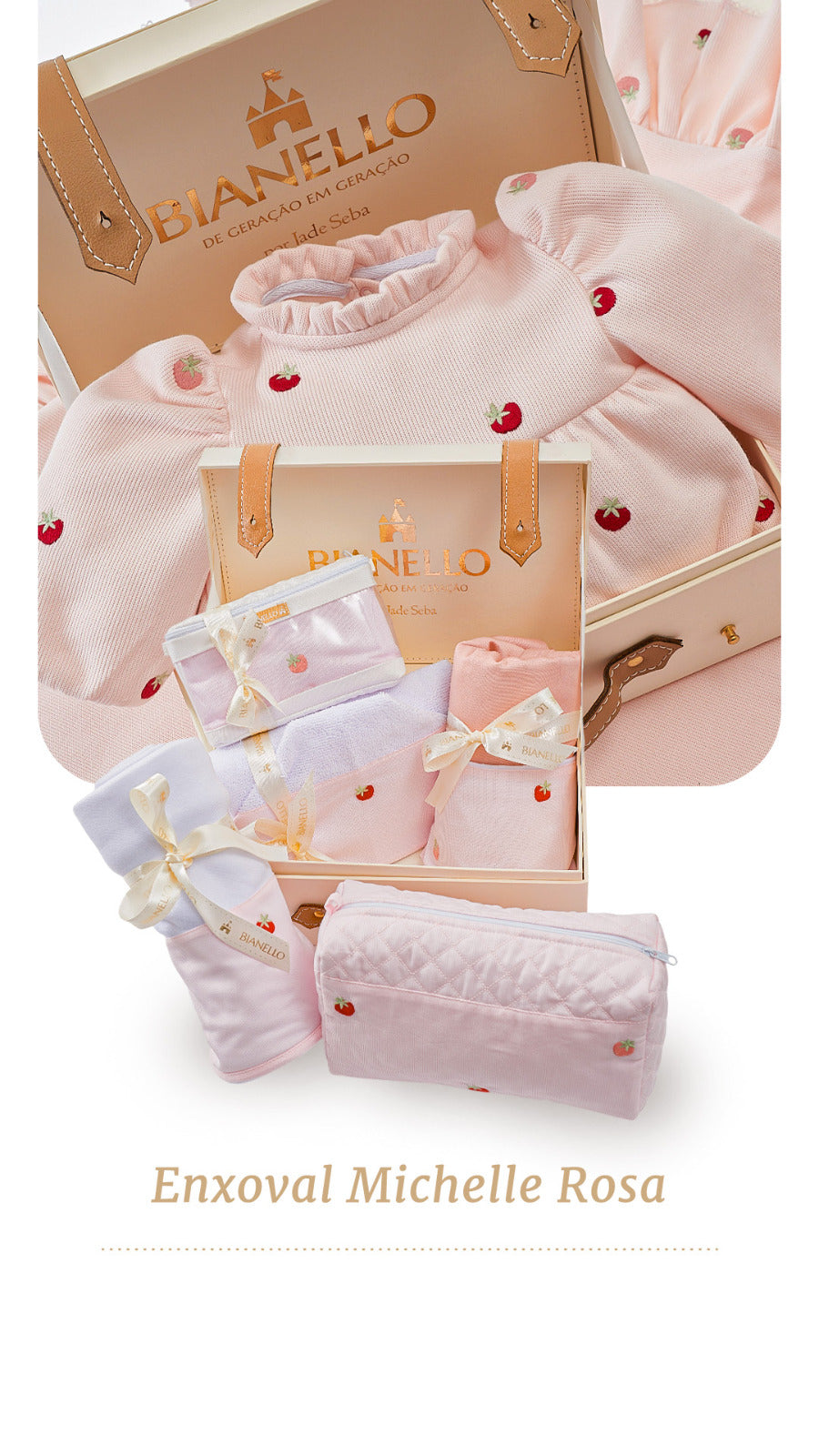 Kit enxoval para bebê com manta, toalha capuz, lençol 400 fios, frasqueira, fralda, toalhinha e necessaire. Presente completo e funcional.
